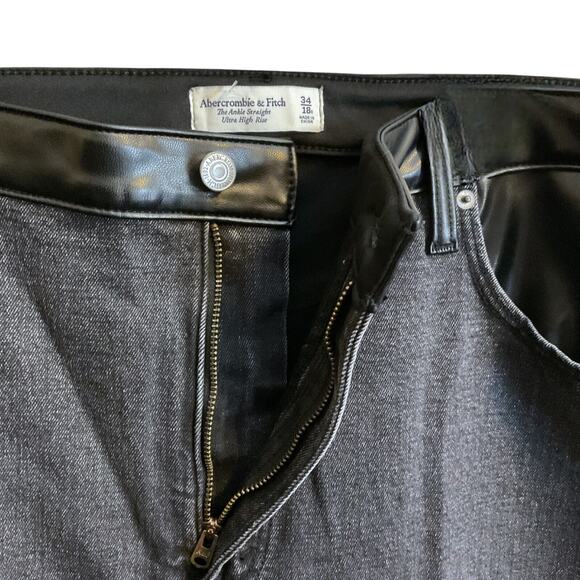 Abercrombie & Fitch Pants Women 18R Faux Leather Ankle Straight Ultra High Rise - Picture 10 of 16